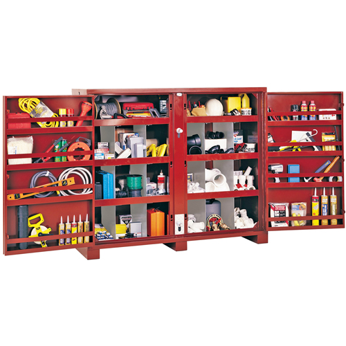 Jobsite Shelf Cabinet, Steel, 49 Cubic Feet, Red Par Equipment