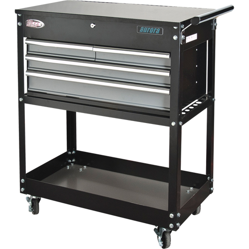 Utility Cart, 4 Drawers, 18" L x 33" W x 39" H, Black Par Equipment