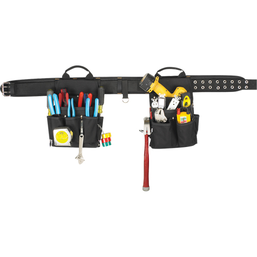 20 Pocket Tool Belt Combo, Polyester, Black Par Equipment