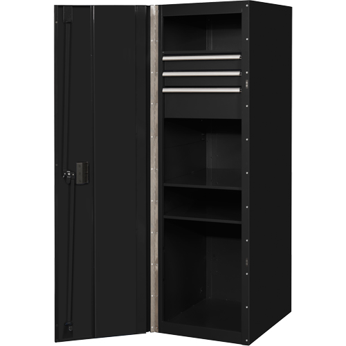 RX Series Side Cabinet, 3 Drawers, 19" W x 25" D x 61" H, Black Par Equipment