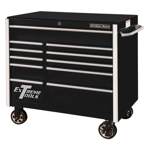 RX Series Rolling Tool Cabinet, 11 Drawers, 41-1/2" W x 25-1/2" D x 40-1/2" H, Black Par Equipment