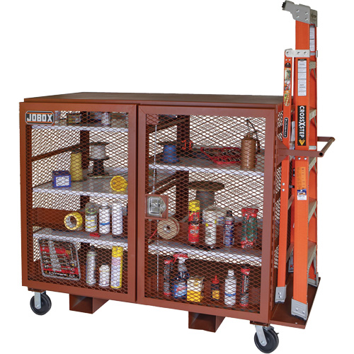 Armoire mobile en treillis, Acier, 49 pi³, Rouge Par Equipment