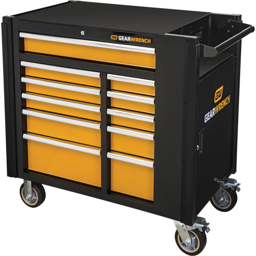 Powered Tool Cart, 11 Drawers, 42-1/2" W x 24-7/16" D x 41" H, Black/Orange Par Equipment