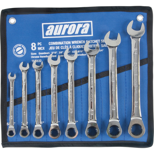 Fixed Head Wrench Set, Combination, 8 Pieces, Imperial Par Equipment