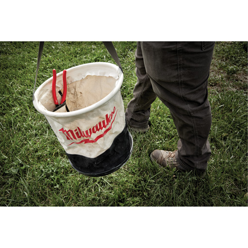 Utility Bucket, 11-4/5" L x 11-4/5" W x 14-3/5" H, Canvas, Beige/Black Par Equipment