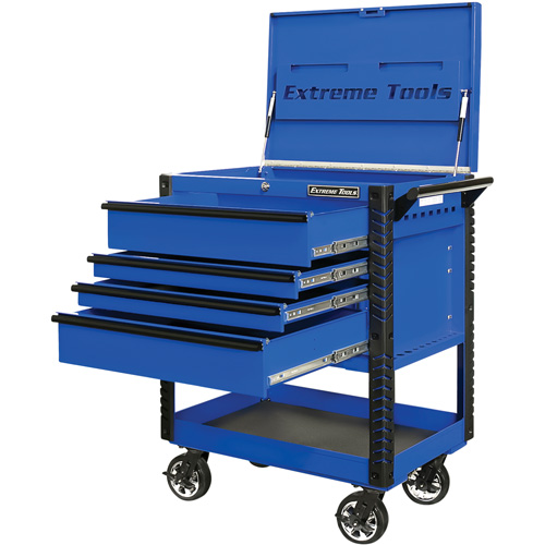 EX Deluxe Series Tool Cart, 4 Drawers, 22-7/8" L x 33" W x 44-1/4" H, Blue Par Equipment