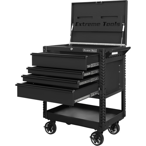 EX Deluxe Series Tool Cart, 4 Drawers, 22-7/8" L x 33" W x 44-1/4" H, Black Par Equipment