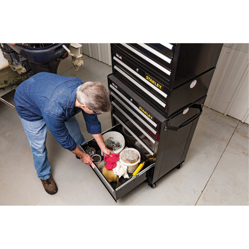 300 Series Middle Tool Chest, 26" W, 2 Drawers, Black Par Equipment