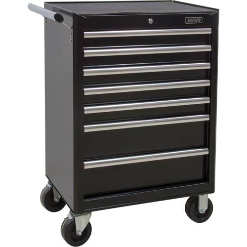 Industrial Tool Cart, 7 Drawers, 27" W x 18-3/4" D x 39" H, Black Par Equipment