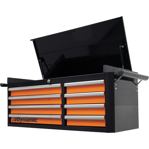 Top Chest, 42" W, 8 Drawers, Black/Orange Par Equipment