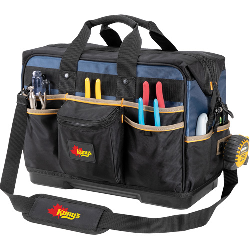 Sac &agrave; outils ferm&eacute; pour entrepreneurs &agrave; base moul&eacute;e, Polyester balistique, 29 pochettes, Noir/Bleu Par Equipment