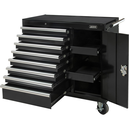 Industrial Tool Cart, 8 Drawers, 44-3/10" W x 21-1/10" D x 36-7/10" H, Black Par Equipment