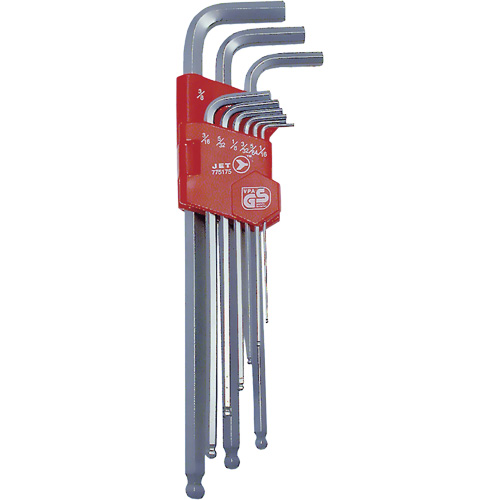 JBHK-9XL Extra Long Ball Nose Hex Key Set, 9 Pcs., Imperial Par Equipment