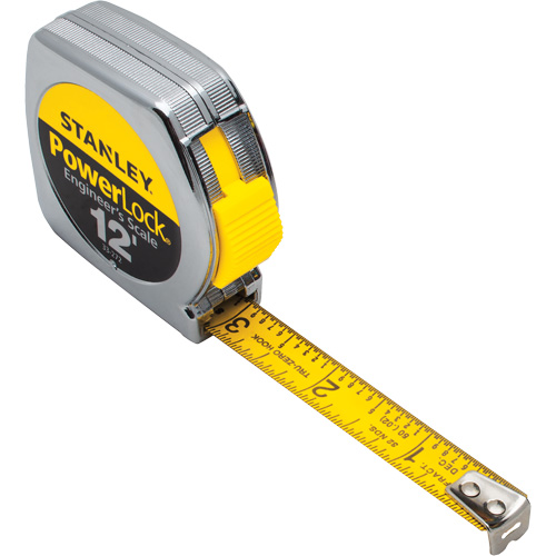 Ruban &agrave; mesurer PowerLock, 1/2" x 12', Marques de goujon Imp&eacute;rial Par Equipment