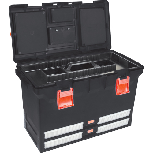 Plastic Tool Box, 22" W x 11" D x 14-1/2" H, Black Par Equipment