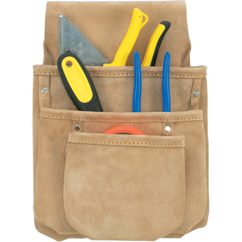Poche pour outils de travail des cloisons s&egrave;ches, Porte-outil multiple, Cuir, 3 Poches Par Equipment