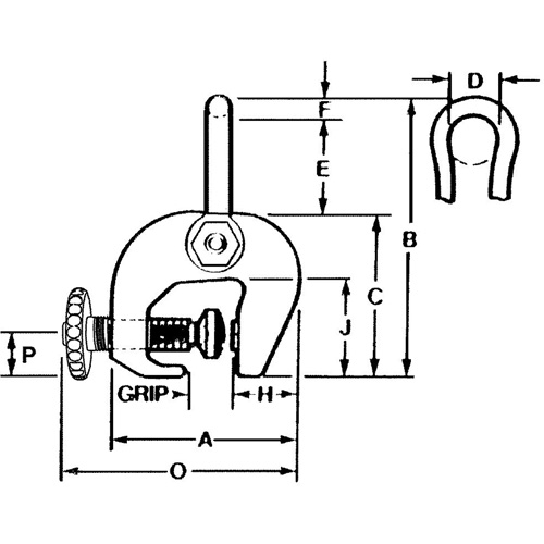 Serre-plaque de type SAC, 12 000 lb (6 tonnes), Ouverture de la m&acirc;choire de 0" - 3" Par Equipment