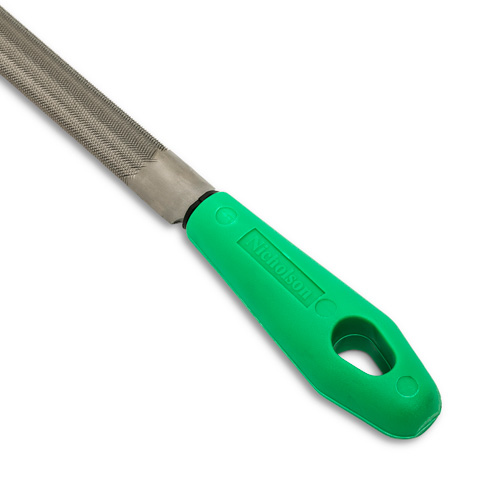 Double Cut File with Green Handle, Half Round, 8", Bastard Par Equipment
