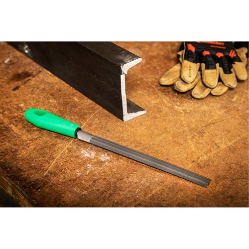 Double Cut File with Green Handle, Half Round, 8", Bastard Par Equipment