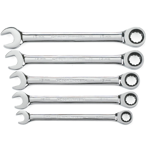 72-Tooth 12 Point Ratcheting Wrench Set, Combination, 5 Pieces, Metric Par Equipment
