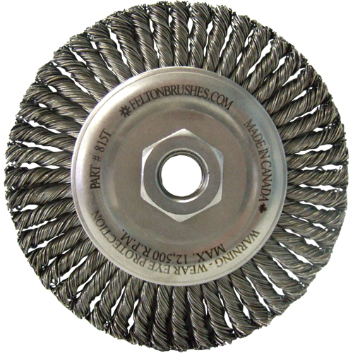 Wire Wheel Brushes, 5-7/8" Dia., 0.02" Fill, 5/8"-11 Arbor, Steel Par Equipment