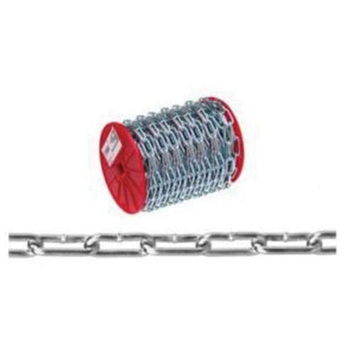 Straight Link Coil Chain, Low Carbon Steel, #4 x 100' (30.4 m) L, 205 lbs. (0.1025 tons) Load Capacity Par Equipment