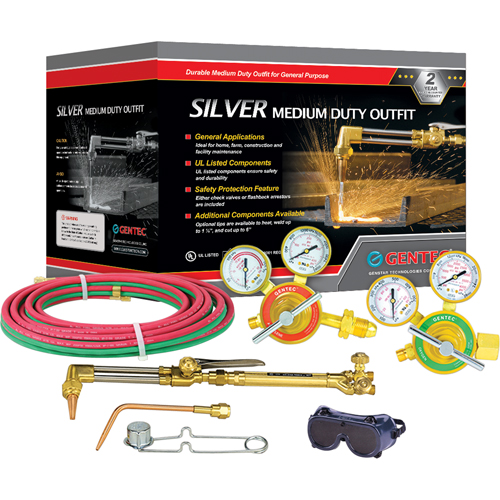 Silver Medium-Duty Welding & Cutting Outfits, 1/2" Cut, 1/4" Weld Par Equipment