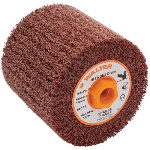 Blendex Surface Conditioning Drum, 4-1/4" Dia. x 4" W, 5/8"-11 Arbor, Coarse Grit Par Equipment
