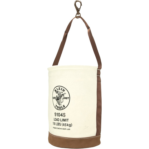 Leather-Bottom Bucket, 17" H, Canvas, White Par Equipment