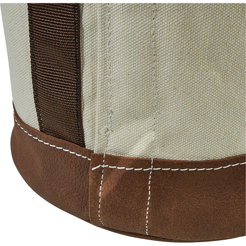 Leather-Bottom Bucket, 17" H, Canvas, White Par Equipment