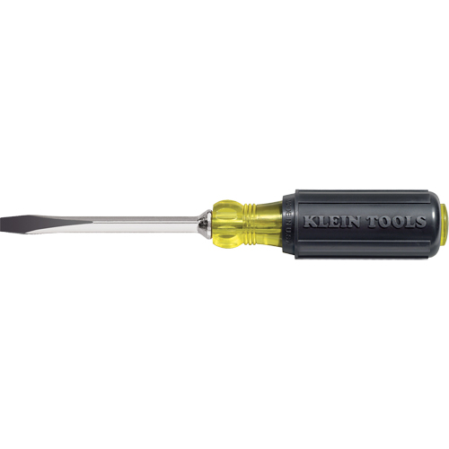 Heavy-Duty Slot Keystone Screwdriver, 1/4", 8-11/32" L, Cushion Grip Handle Par Equipment