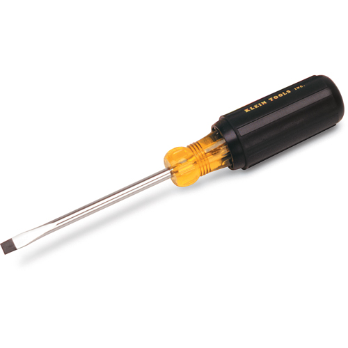 Slot Cabinet Tip Screwdriver, 1/4" Tip, Round, 12-11/32" L, Cushion Grip Handle Par Equipment