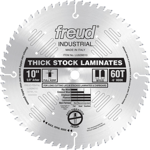 Industrial Saw Blade - Chipboard, 10", 60 Teeth, Laminate Use Par Equipment