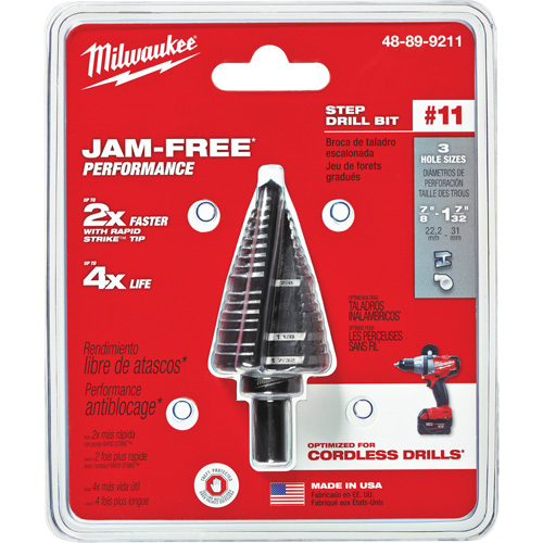 Foret &eacute;tag&eacute; no 11, 7/8" - 1-7/32", Acier rapide Par Equipment