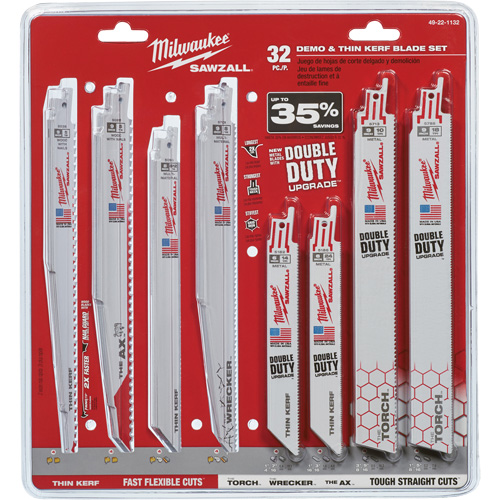 Jeu de lames de d&eacute;molition et &agrave; trait de scie &eacute;troit Sawzall Par Equipment