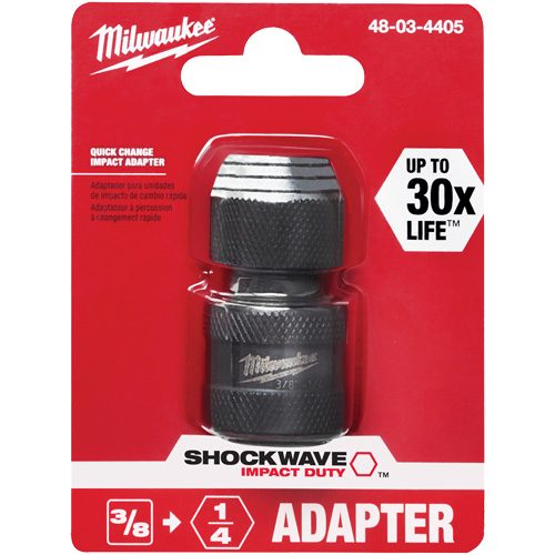 Adaptateur de douille carr&eacute;e &agrave; hexagonale pour tournevis &agrave; percussion Shockwave, Chocs, Prise 1/4", Douille 3/8", 1,875" lo Par Equipment