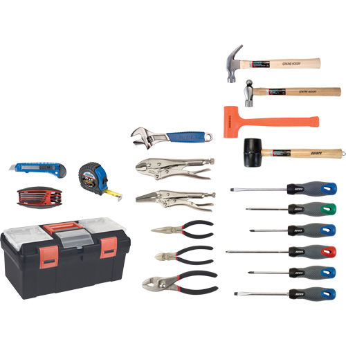 Jeu d'outils essentiels avec coffret en plastique, 28 morcea Par Equipment