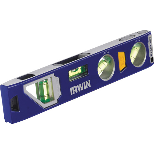 250 Series Heavy-Duty Torpedo Level, 9" L, Aluminum, 4 Vials, Magnetic Par Equipment