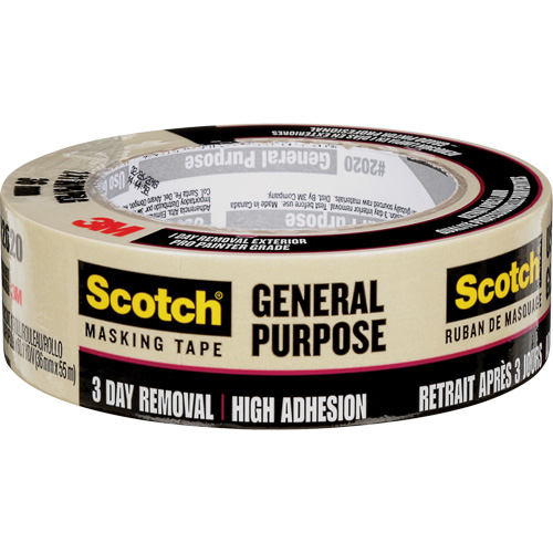 Scotch&reg; Contractor Grade Masking Tape 2020, 36 mm (1-1/2") x 55 m (180'), Beige Par Equipment