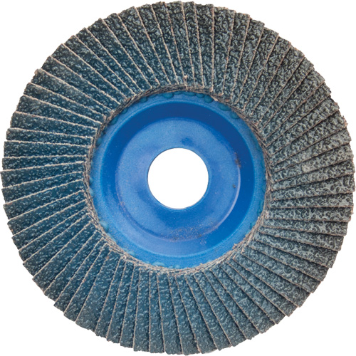 Disque &agrave; lamelles &agrave; grain grossier BlueFire, 5" x 7/8", Type 27, Grain 60, Alumine de zirconium Par Equipment