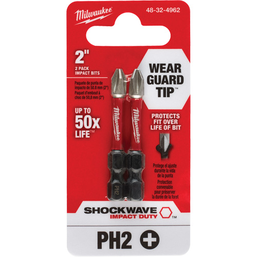 Embout de tournevis Shockwave Impact Duty, Phillips, #2, Prise 1/4" Par Equipment
