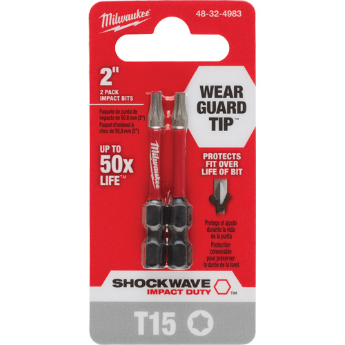 Shockwave Impact Duty Screwdriver Bit, Torx, T-15, 1/4" Drive Par Equipment