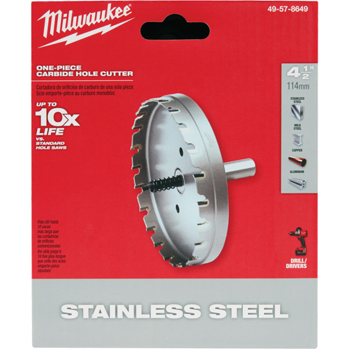 Scies-cloches au carbure monobloc, 4-1/2", Profondeur de la coupe de 3/16" Par Equipment