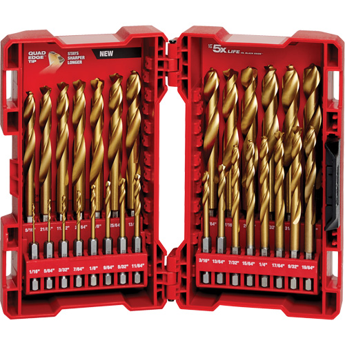 Jeu de forets Shockwave Red Helix, 29 morceaux, Titane Par Equipment