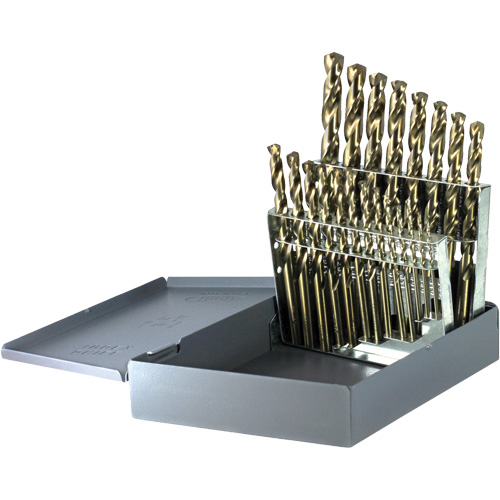 Drillco&reg; Heavy-Duty Jobber Length Drill Bit Set, 21 Pieces, Cobalt Par Equipment