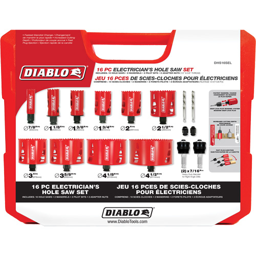 Ensemble de scie-cloche bim&eacute;tallique pour &eacute;lectricien, 16 morceaux Par Equipment