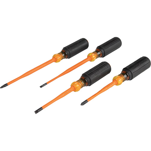 Slim-Tip Insulated Screwdriver Set, 1000 V, 4 Pcs Par Equipment