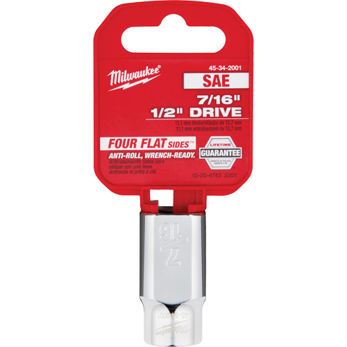 SAE Socket with Four Flat Sides, 7/16", 1/2" Drive, 6 Points Par Equipment