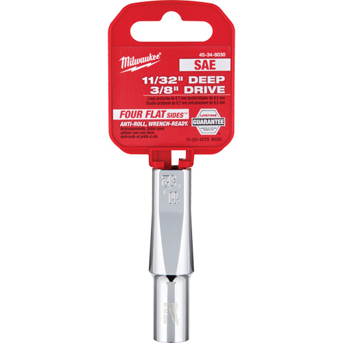 SAE Socket with Four Flat Sides, 11/32", 3/8" Drive, 6 Points, Deep Par Equipment