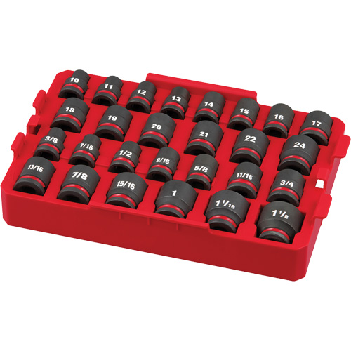 Jeu de douilles profondes 3/8" Shockwave Impact Duty Packout, 27 Mcx, Chocs, Prise de 1/2" Par Equipment
